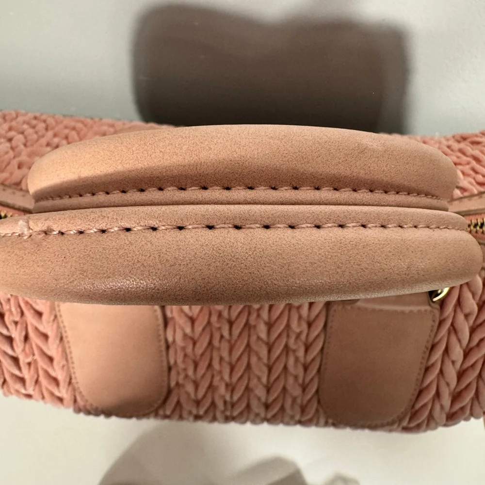 Pink Quilted Velvet Chevron Boston Satchel Handbag Crossbody Strap